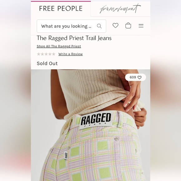 The Ragged Priest Pants - NEW Free People Ragged Priest Trail Jeans Plaid Utility Cargo Wide Straight Leg